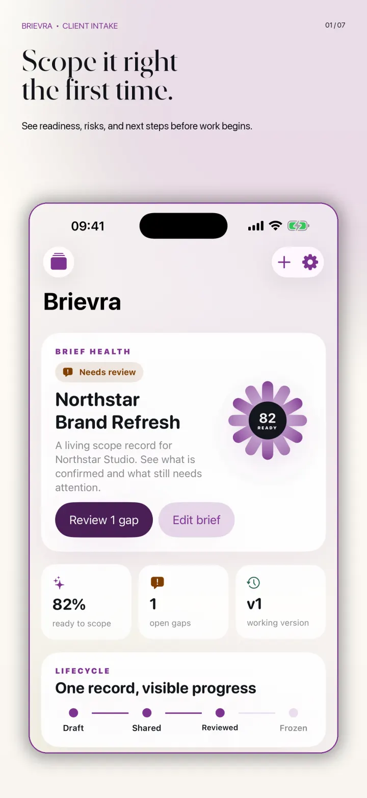 Brievra product interface