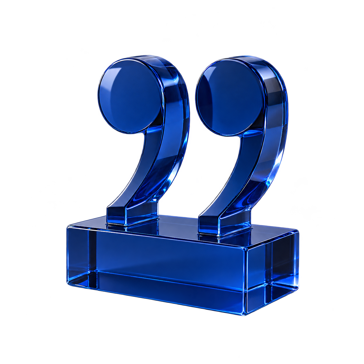 Sculptural cobalt glass quotation marks