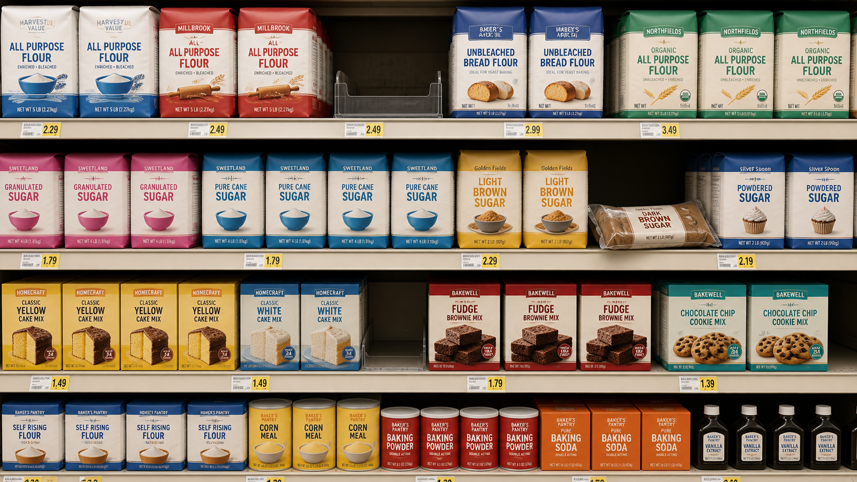 Synthetic grocery shelf used to demonstrate variance review