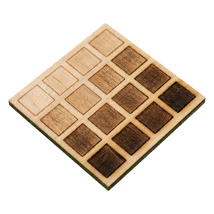 Specimen of laser-engraved wood
