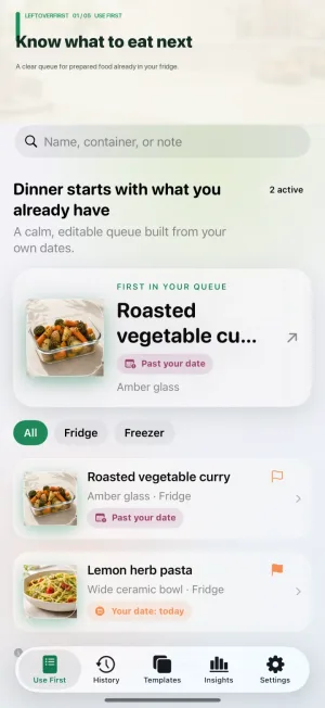 LeftoverFirst interface